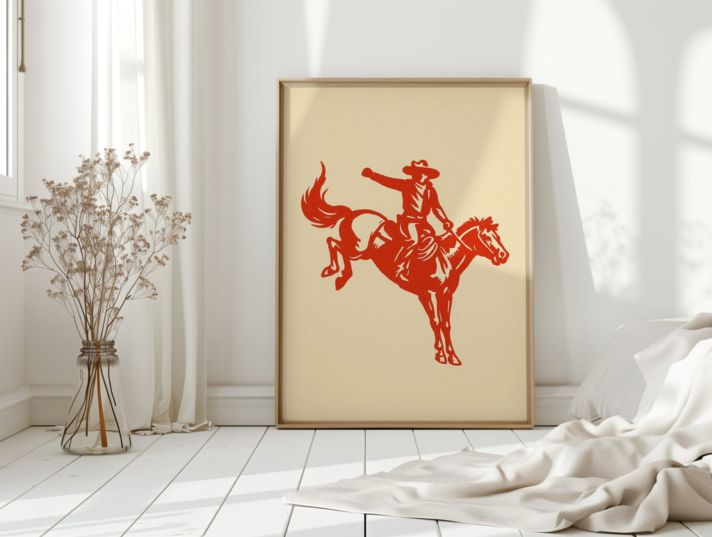 Retro Rodeo Cowboy Print - Quarter Circle AK Boutique