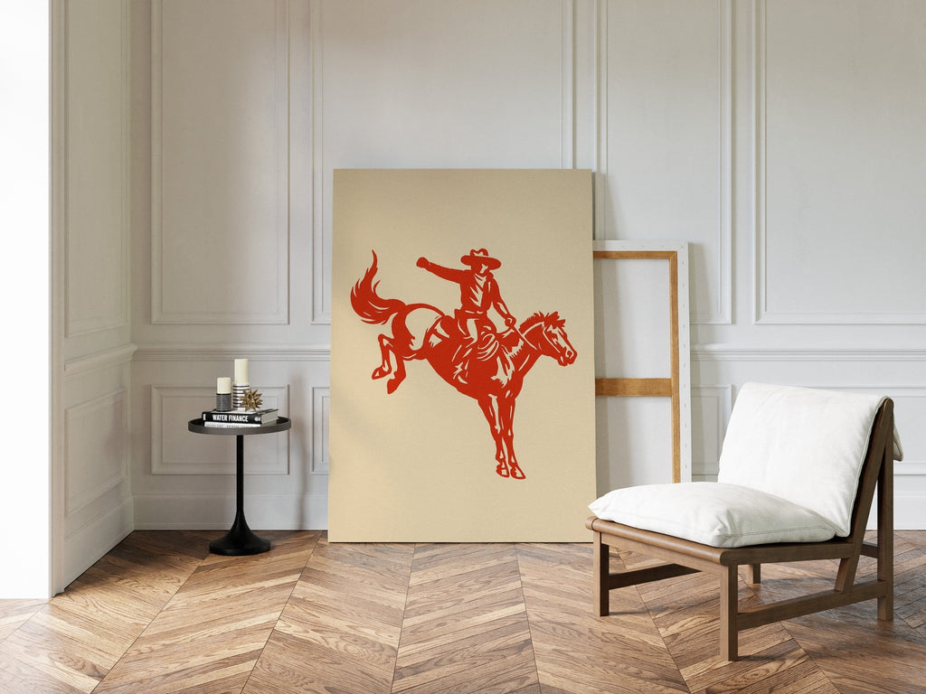 Retro Rodeo Cowboy Print - Quarter Circle AK Boutique