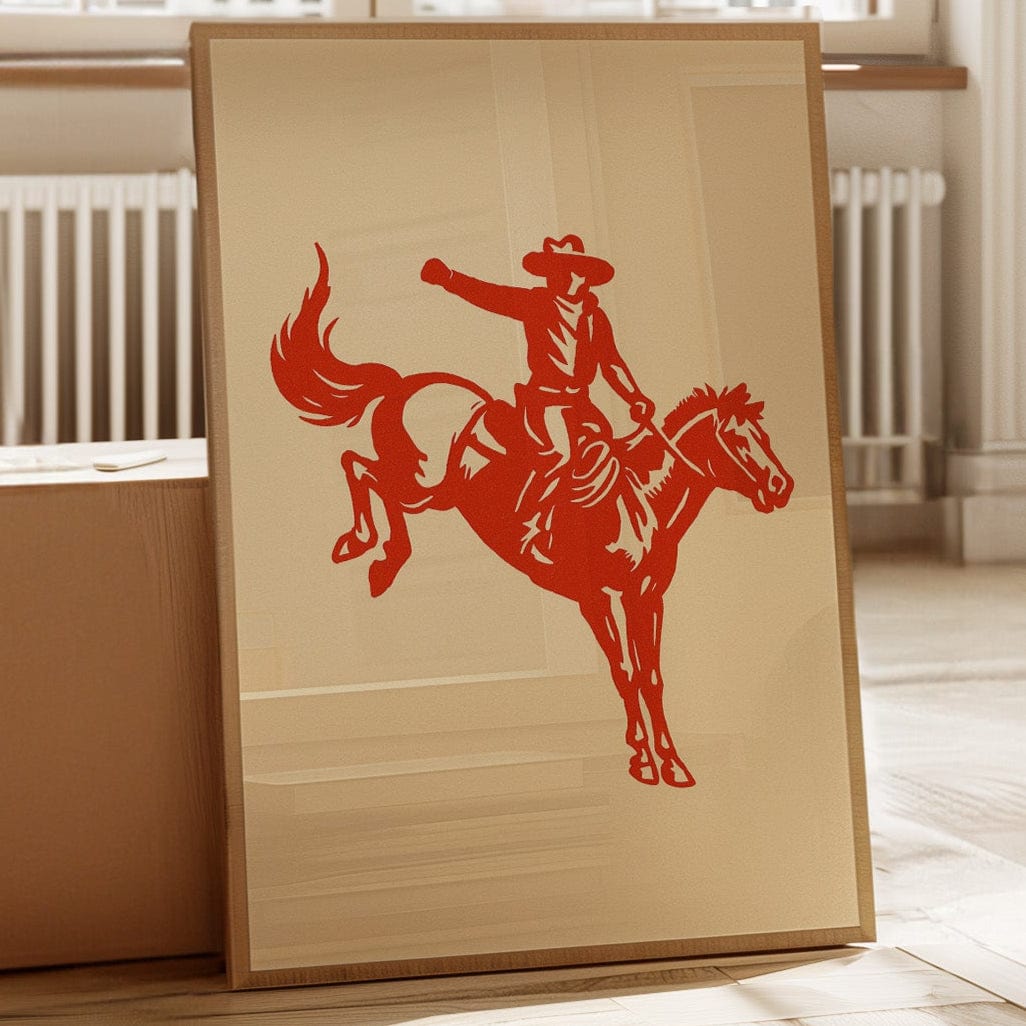 Retro Rodeo Cowboy Print - Quarter Circle AK Boutique
