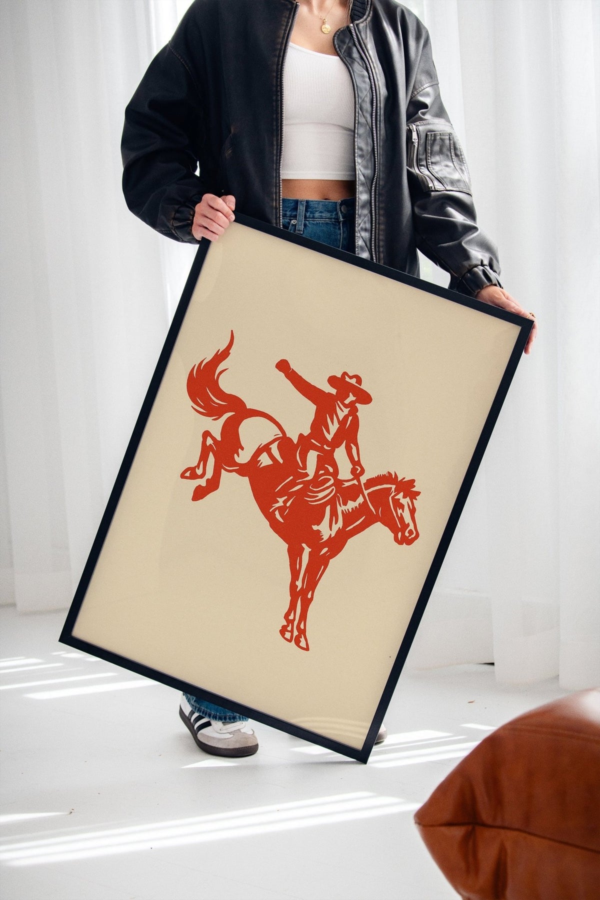 Retro Rodeo Cowboy Print - Quarter Circle AK Boutique