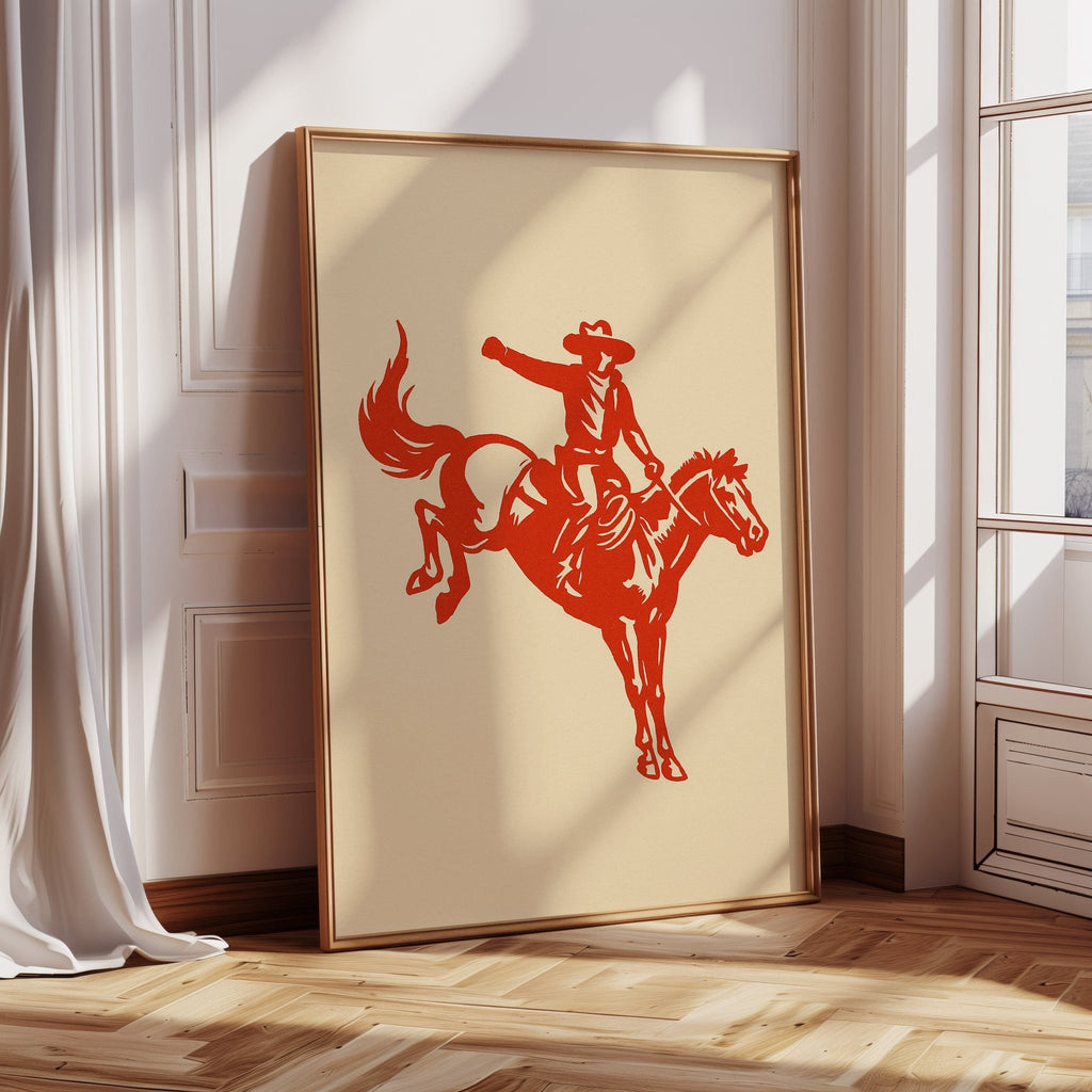 Retro Rodeo Cowboy Print - Quarter Circle AK Boutique