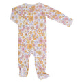 Retro Vintage Flowers Zipper Footie - Quarter Circle AK Boutique