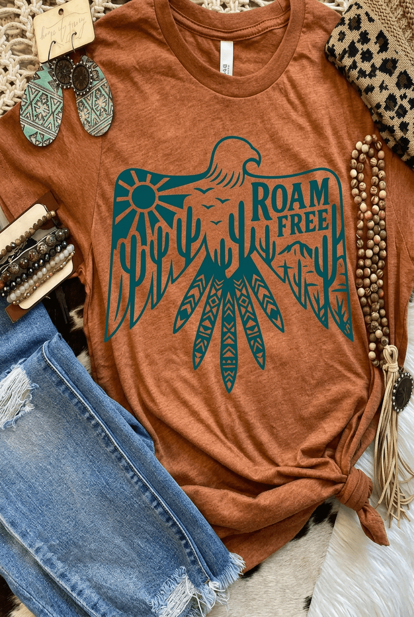 Roam Free Tee (Boho/Western) - Quarter Circle AK Boutique