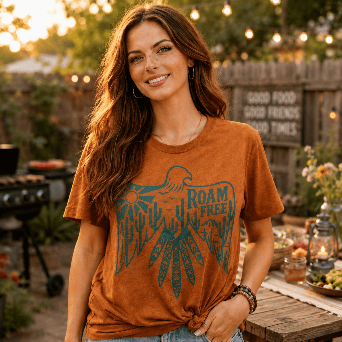 Roam Free Tee (Boho/Western) - Quarter Circle AK Boutique