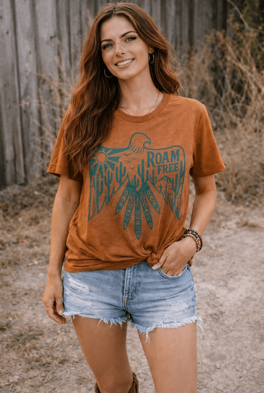 Roam Free Tee (Boho/Western) - Quarter Circle AK Boutique