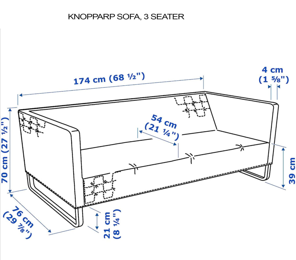 White Boho Mudcloth Slipcover – Compatible with IKEA Knopparp Sofa (2-Seater or 3-Seater)