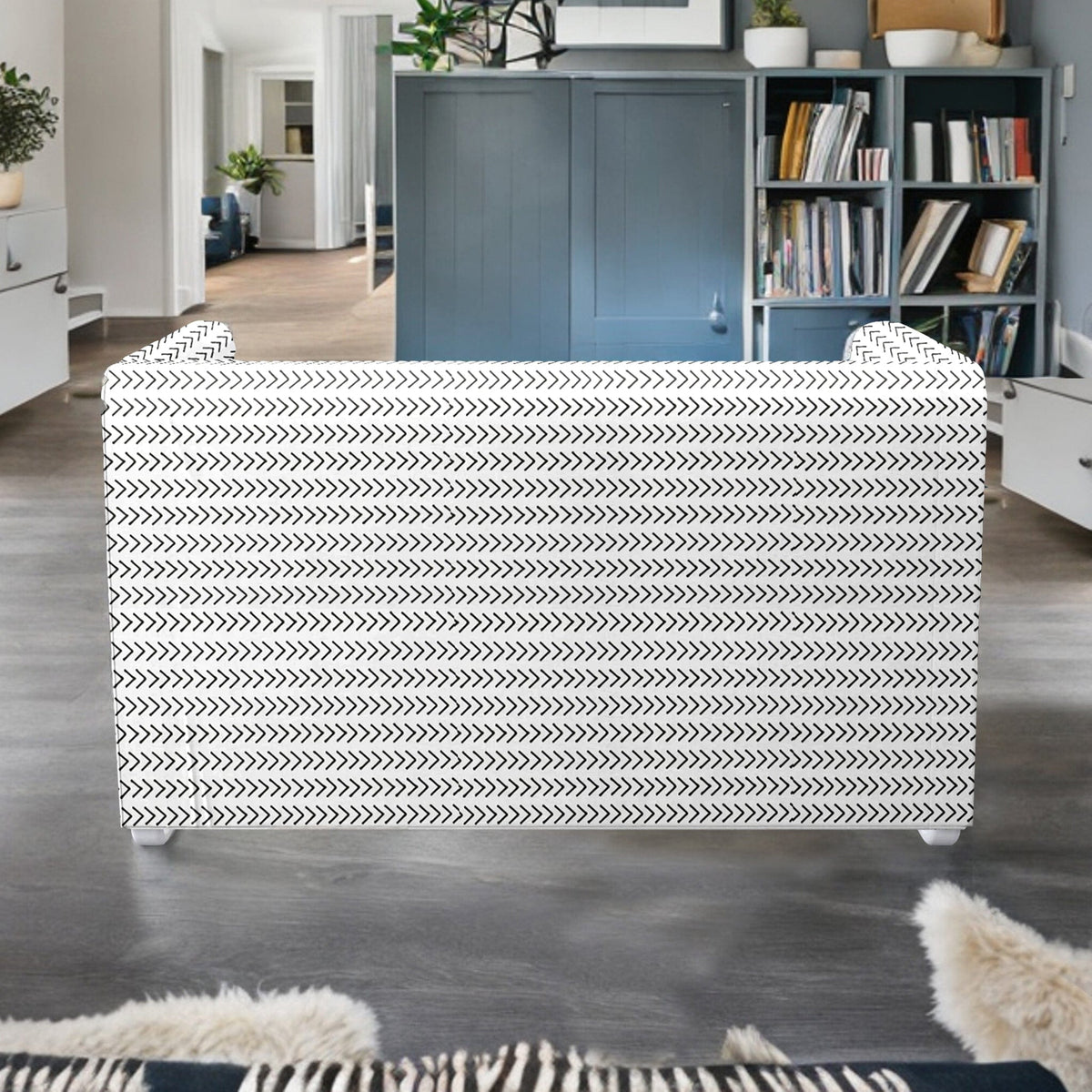 White Boho Mudcloth Slipcover – Compatible with IKEA Knopparp Sofa (2-Seater or 3-Seater)