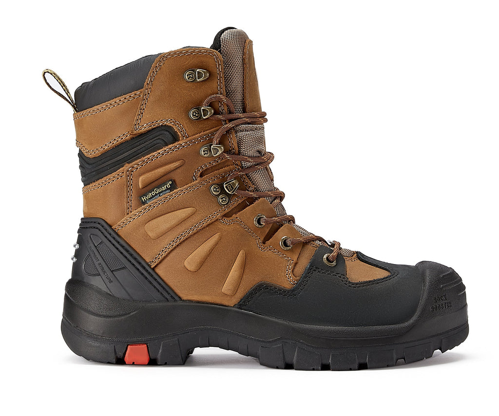 ROCKROOSTER Woodland Men's 8 inch Brown Work Boots, Composite Toe, Slip Resistant, Electrical Hazard Protection, Rubber outsole AK869 - Quarter Circle AK Boutique