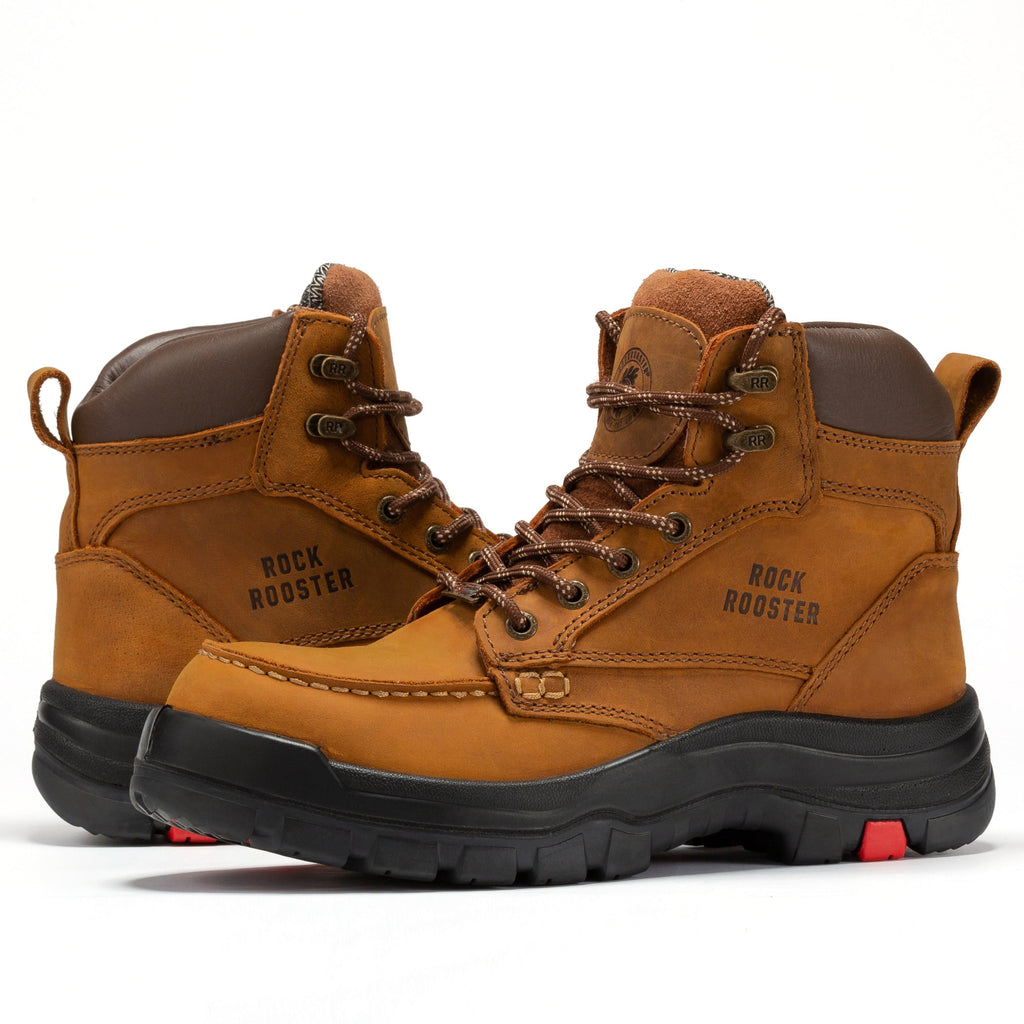 ROCKROOSTER Zumbro 6 inch Wide Steel Toe, Rubber Outsole, EH Protection,, ASTM 2413, Work Boots AK370