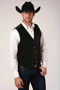 Roper Classic Suede Leather (Black) - Men's Vest - Quarter Circle AK Boutique