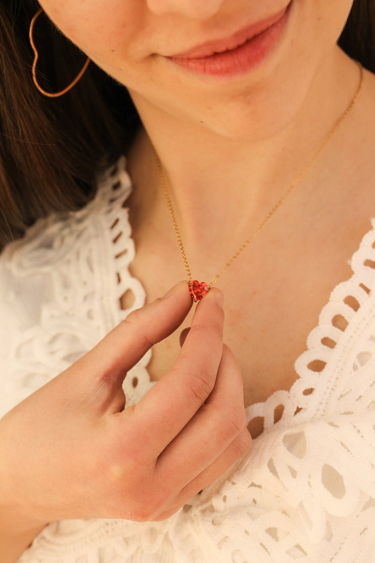 Ruby Necklace - Quarter Circle AK Boutique