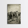 Running Wild Horses Sepia Print - Framed Canvas Wall Art, Rustic Western Decor, Horse Artwork for Living Room, Animal Wall Art - Quarter Circle AK Boutique