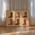 Rustic Cowboy Boots Wall Art – Western Country Decor in Warm Earth Tones - Quarter Circle AK Boutique