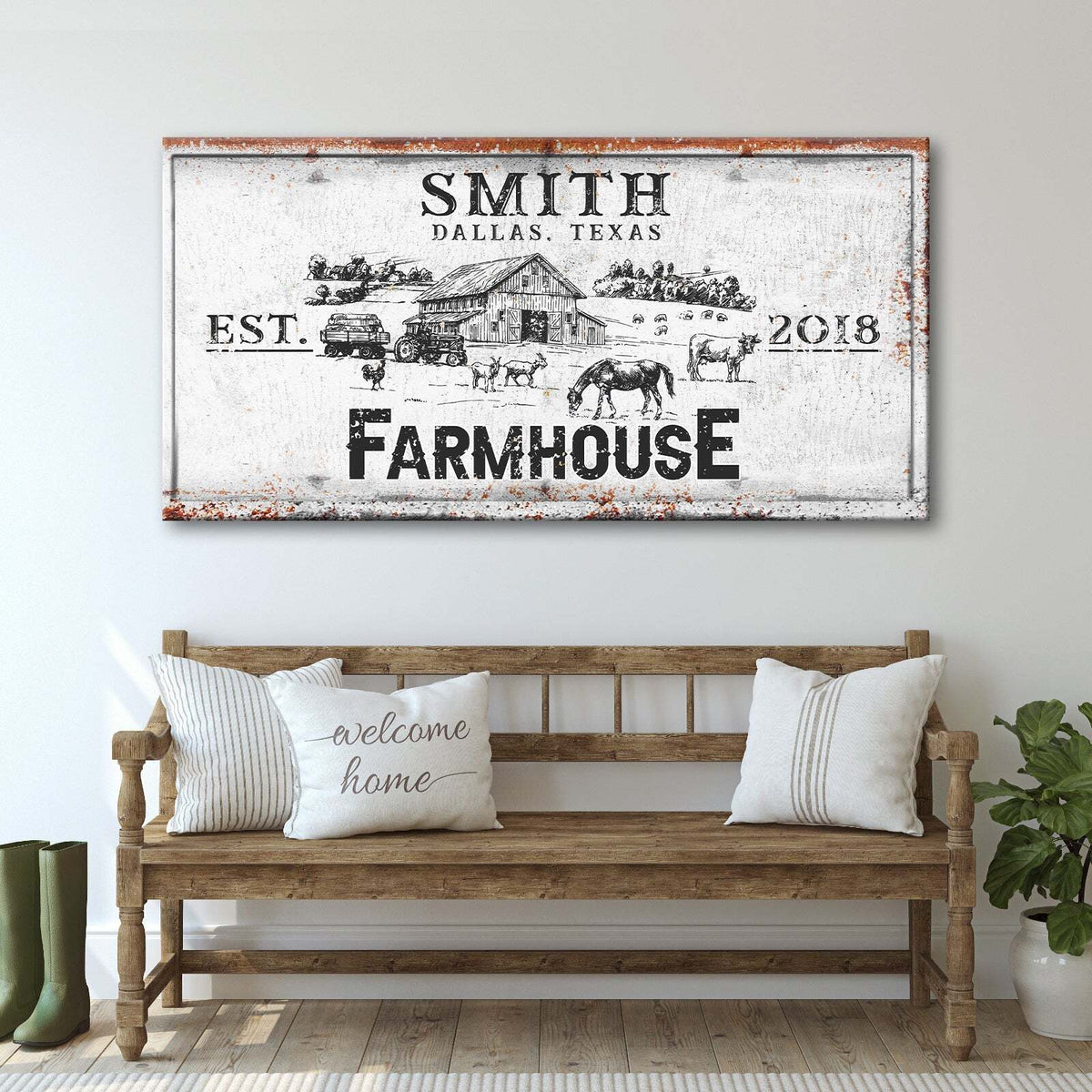 Rustic Farmhouse Personalized Sign II - Quarter Circle AK Boutique