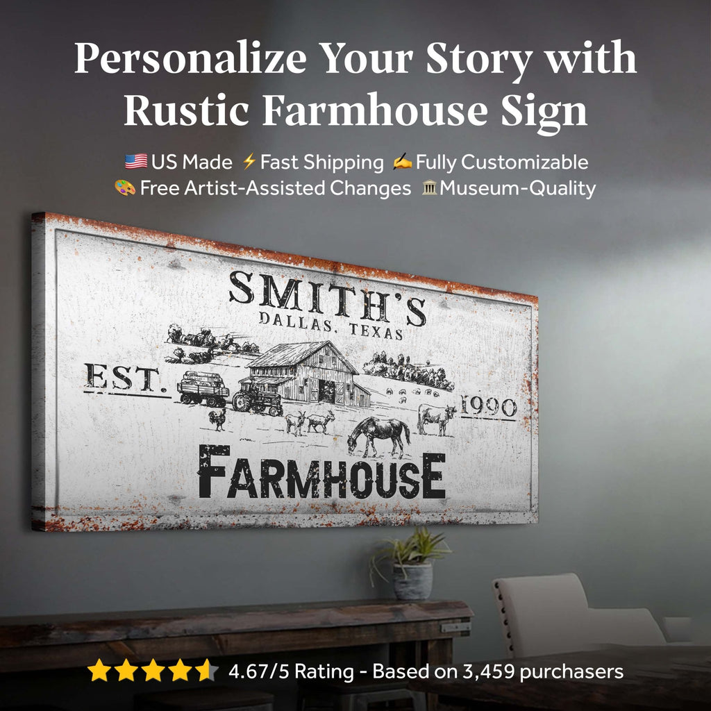 Rustic Farmhouse Personalized Sign II - Quarter Circle AK Boutique