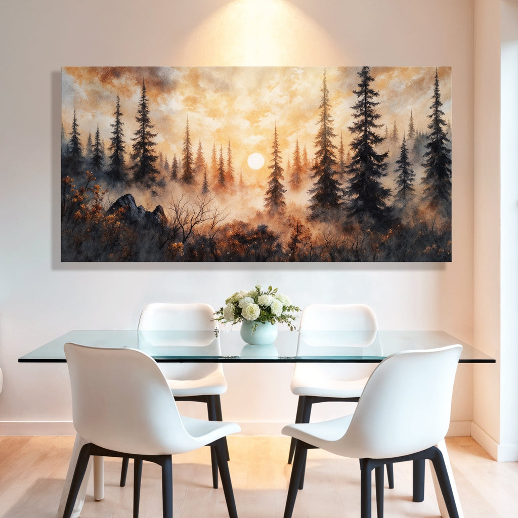 Rustic Forest Sunset Wall Art - Quarter Circle AK Boutique