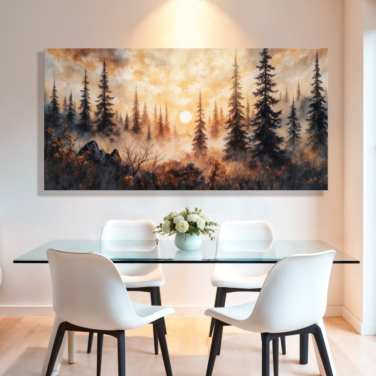Rustic Forest Sunset Wall Art - Quarter Circle AK Boutique