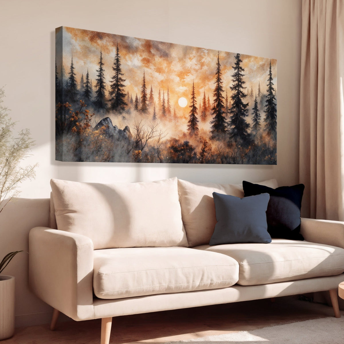 Rustic Forest Sunset Wall Art - Quarter Circle AK Boutique