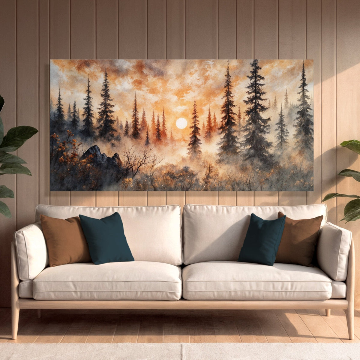 Rustic Forest Sunset Wall Art - Quarter Circle AK Boutique
