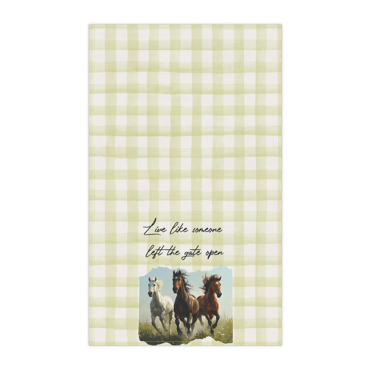 Rustic Horse Tea Towels, Farmhouse Kitchen Decor, Gift for Horse Lovers, Country Home, Eco-Friendly Cotton Towels - Quarter Circle AK Boutique
