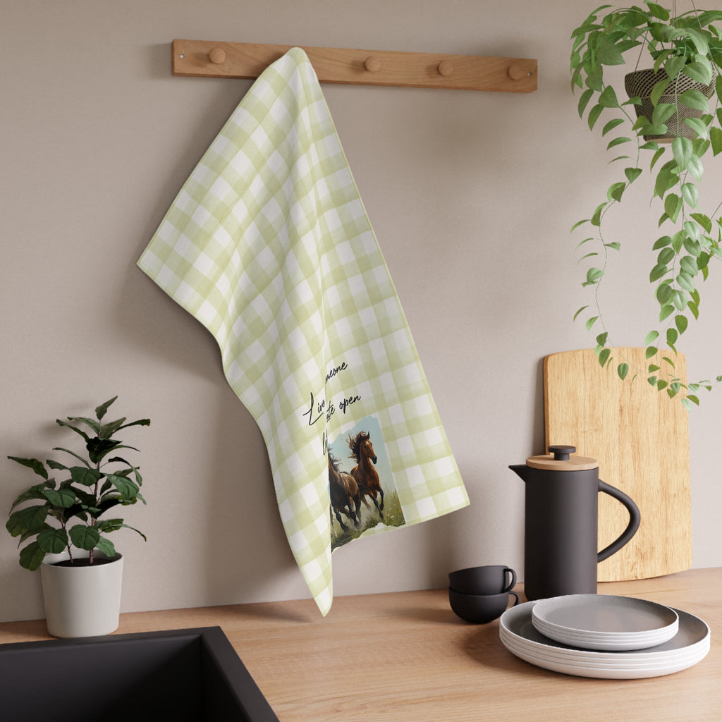 Rustic Horse Tea Towels, Farmhouse Kitchen Decor, Gift for Horse Lovers, Country Home, Eco-Friendly Cotton Towels - Quarter Circle AK Boutique