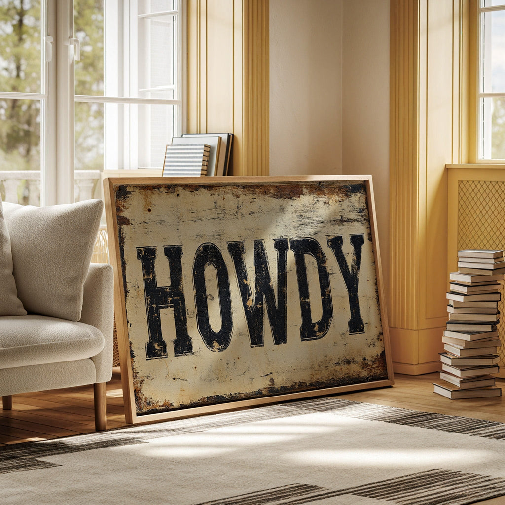 Rustic “Howdy” Western Wall Art - Quarter Circle AK Boutique