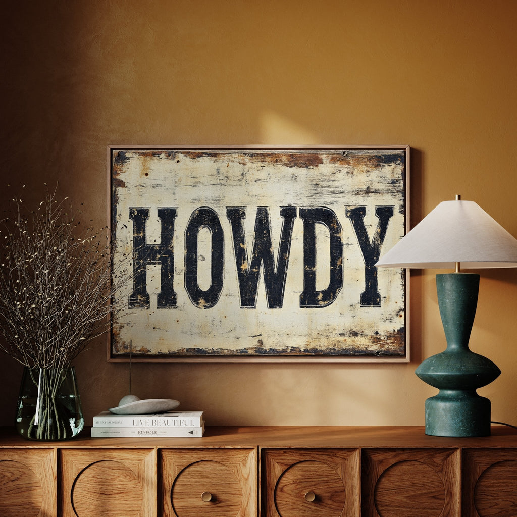 Rustic “Howdy” Western Wall Art - Quarter Circle AK Boutique