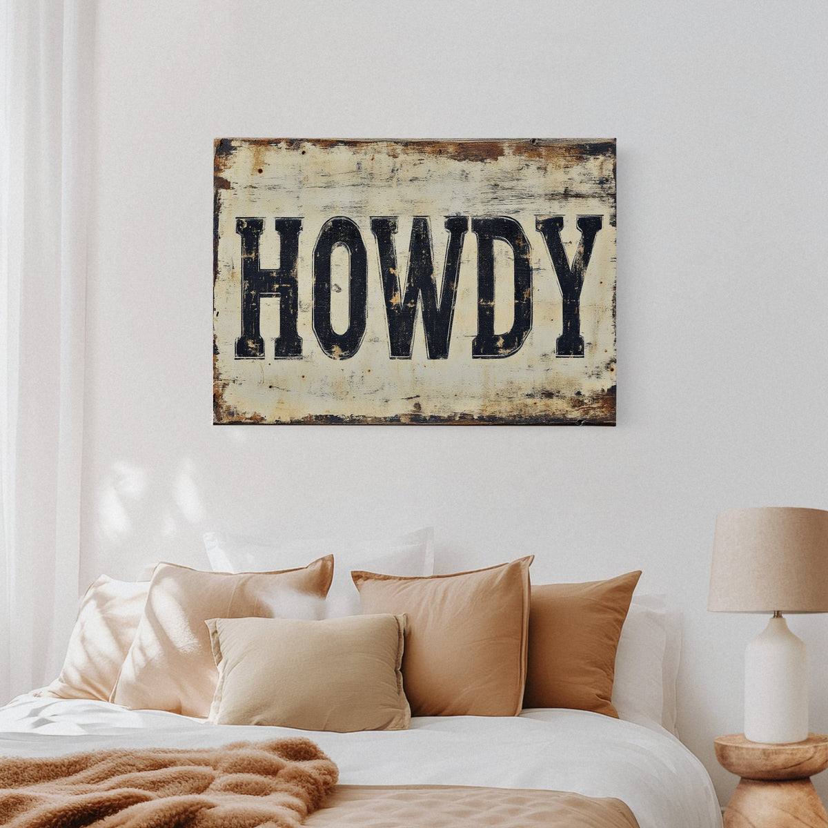 Rustic “Howdy” Western Wall Art - Quarter Circle AK Boutique