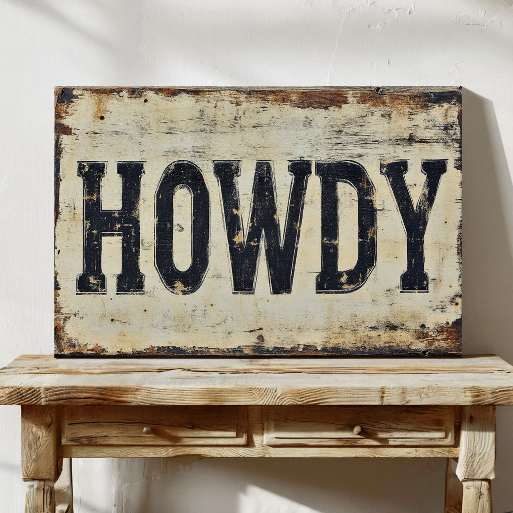 Rustic “Howdy” Western Wall Art - Quarter Circle AK Boutique