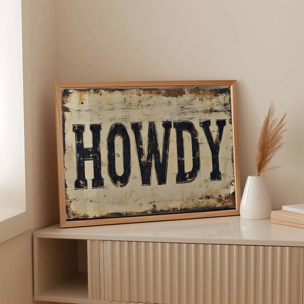 Rustic “Howdy” Western Wall Art - Quarter Circle AK Boutique