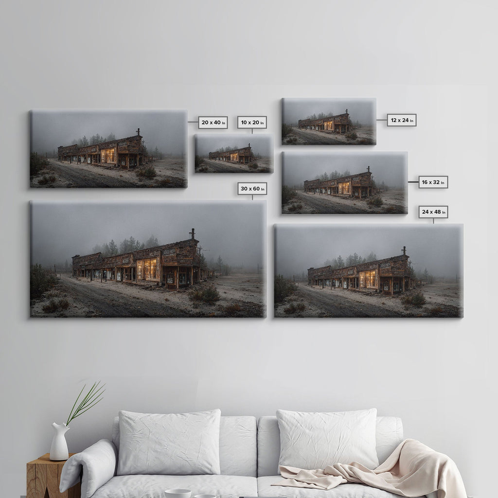 Rustic, Western theme canvas art, ghost town canvas print, wild west saloon art, man cave wall art, living room art, Cowboys - Quarter Circle AK Boutique