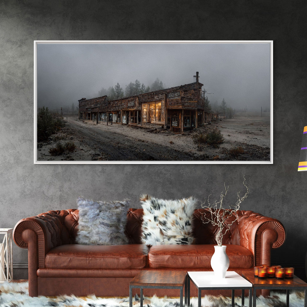 Rustic, Western theme canvas art, ghost town canvas print, wild west saloon art, man cave wall art, living room art, Cowboys - Quarter Circle AK Boutique