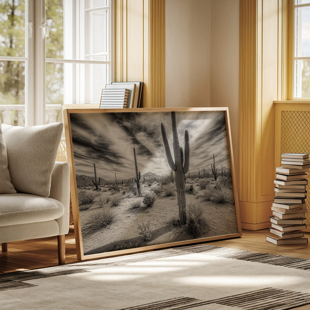 Saguaro Silence in Black and White - Quarter Circle AK Boutique