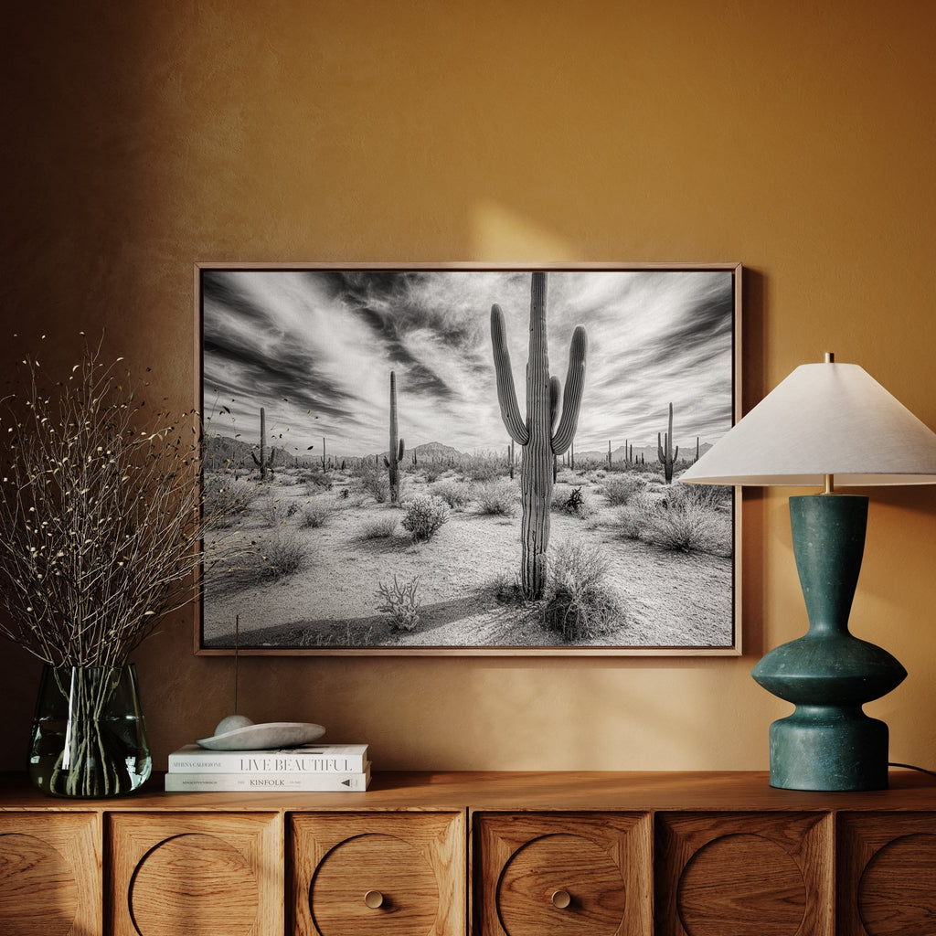 Saguaro Silence in Black and White - Quarter Circle AK Boutique