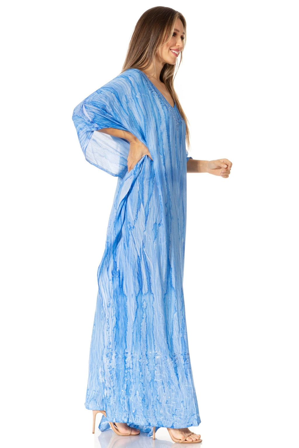 Sakkas Catia Women's Boho-Style Long Maxi Caftan for Lounging and Casual Wear - Quarter Circle AK Boutique