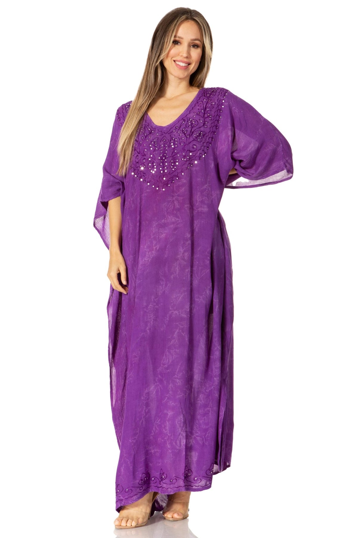 Sakkas Catia Women's Boho-Style Long Maxi Caftan for Lounging and Casual Wear - Quarter Circle AK Boutique