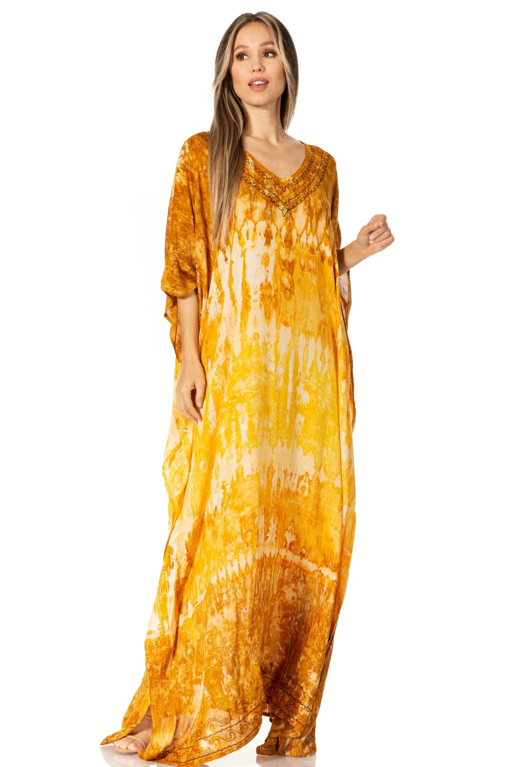 Sakkas Catia Women's Boho-Style Long Maxi Caftan for Lounging and Casual Wear - Quarter Circle AK Boutique