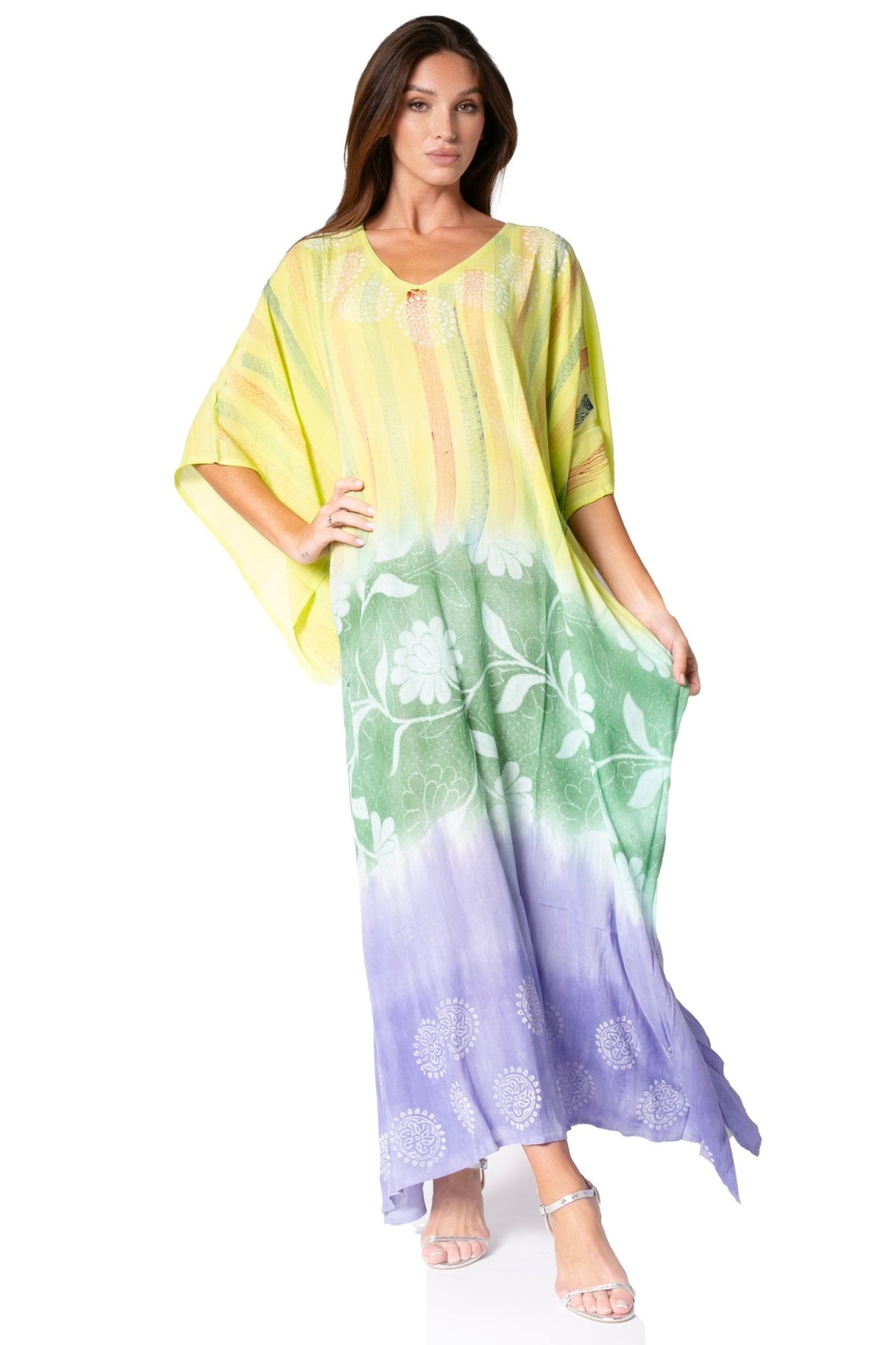 Sakkas Catia Women's Boho-Style Long Maxi Caftan for Lounging and Casual Wear - Quarter Circle AK Boutique