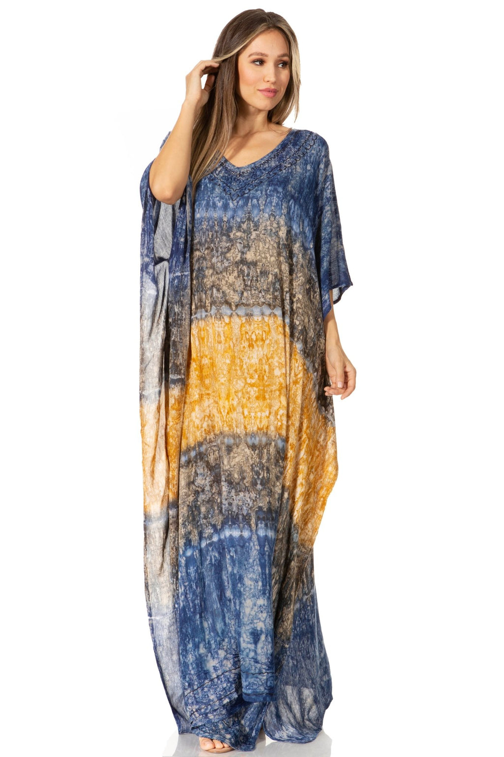 Sakkas Catia Women's Boho-Style Long Maxi Caftan for Lounging and Casual Wear - Quarter Circle AK Boutique