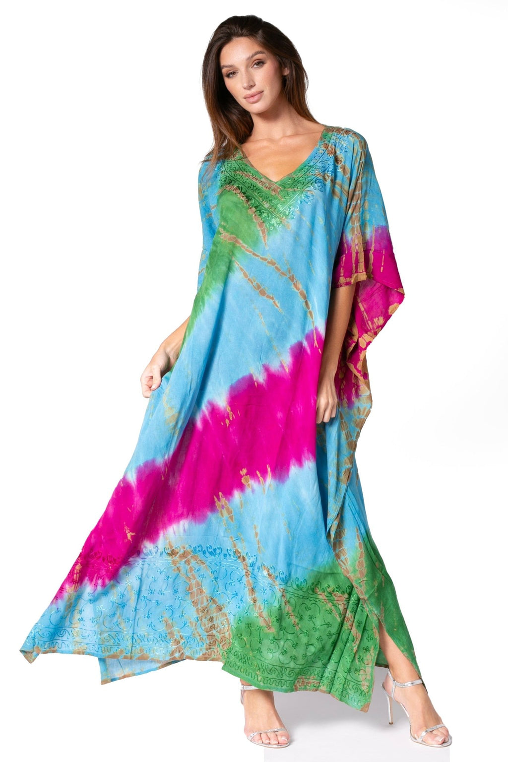 Sakkas Catia Women's Boho-Style Long Maxi Caftan for Lounging and Casual Wear - Quarter Circle AK Boutique