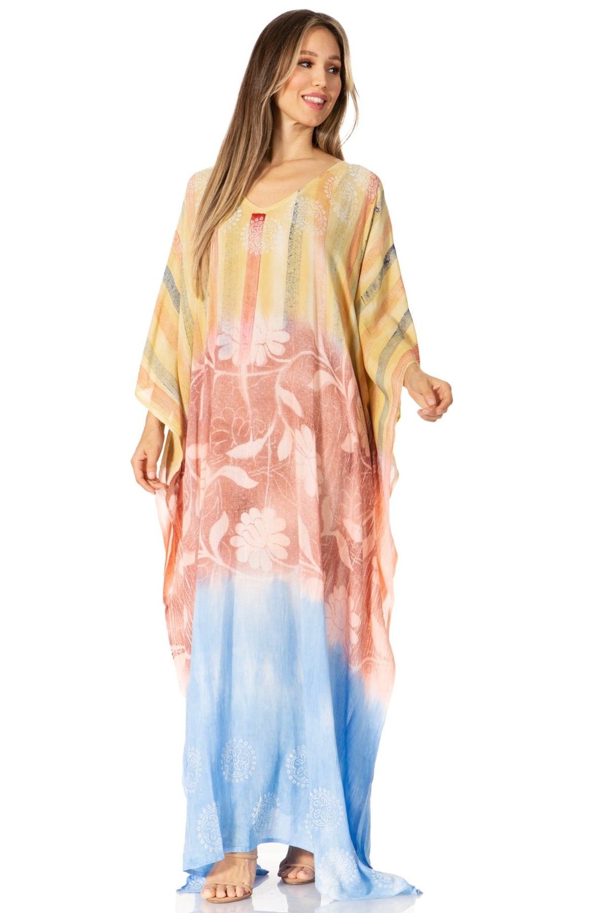 Sakkas Catia Women's Boho-Style Long Maxi Caftan for Lounging and Casual Wear - Quarter Circle AK Boutique