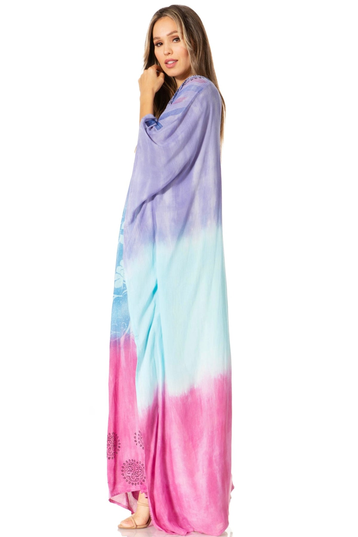 Sakkas Catia Women's Boho-Style Long Maxi Caftan for Lounging and Casual Wear - Quarter Circle AK Boutique