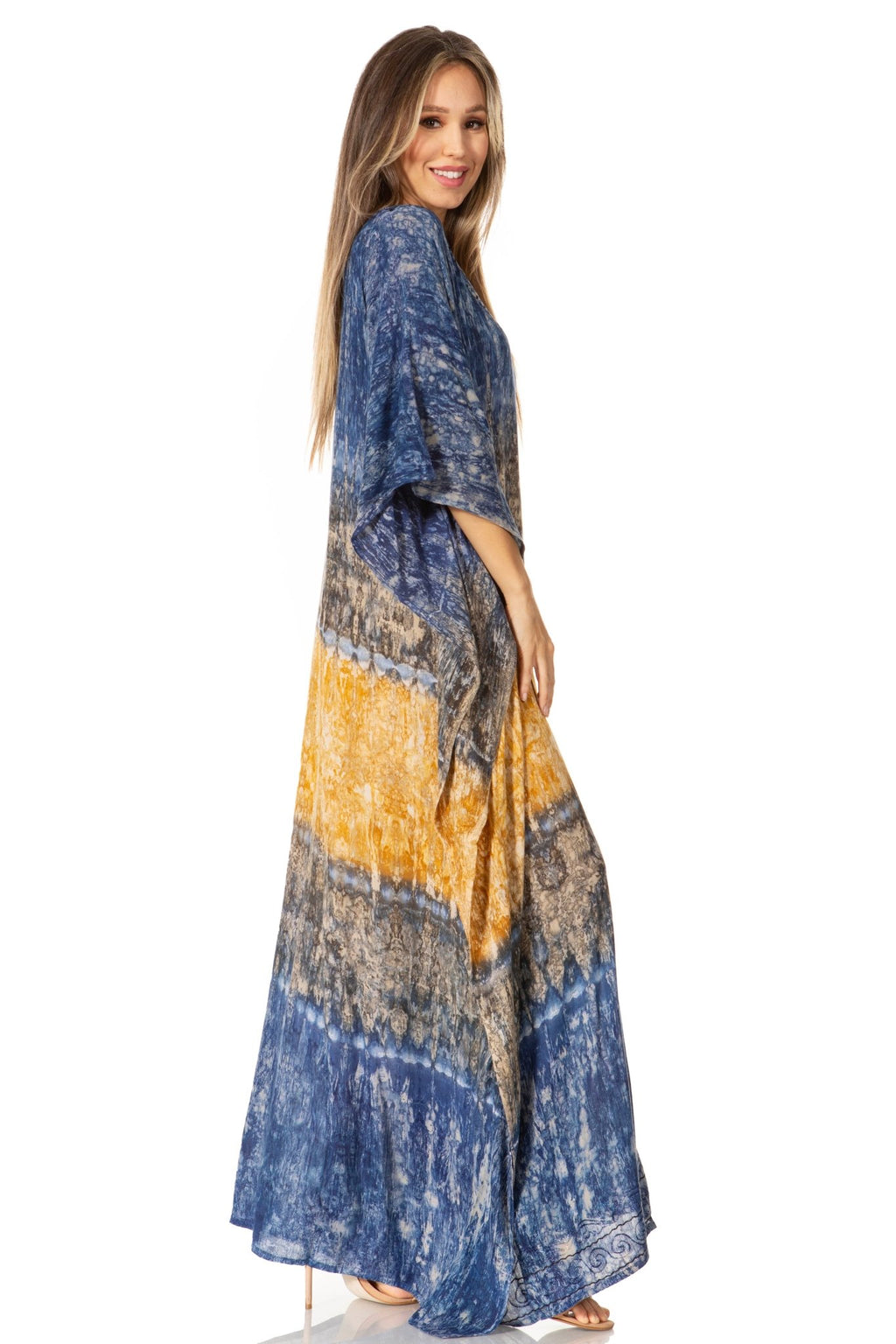 Sakkas Catia Women's Boho-Style Long Maxi Caftan for Lounging and Casual Wear - Quarter Circle AK Boutique