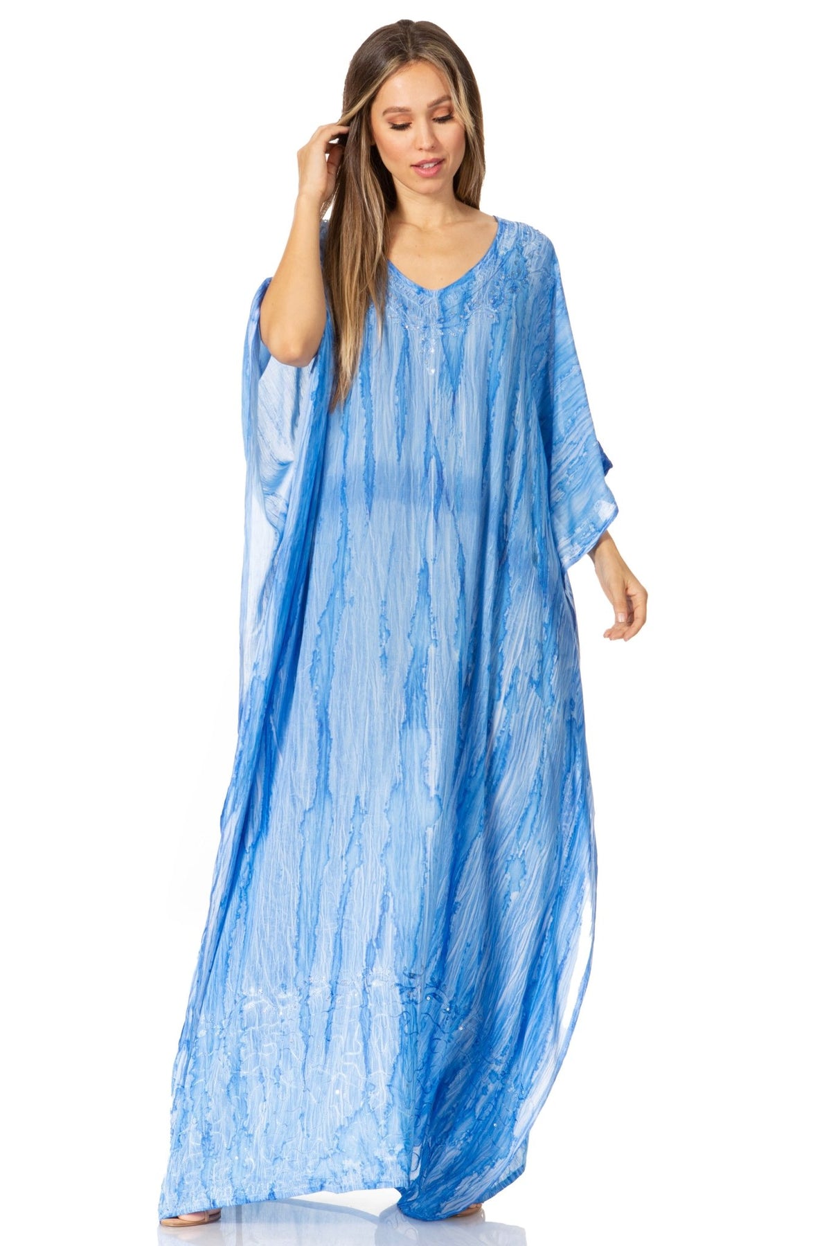 Sakkas Catia Women's Boho-Style Long Maxi Caftan for Lounging and Casual Wear - Quarter Circle AK Boutique