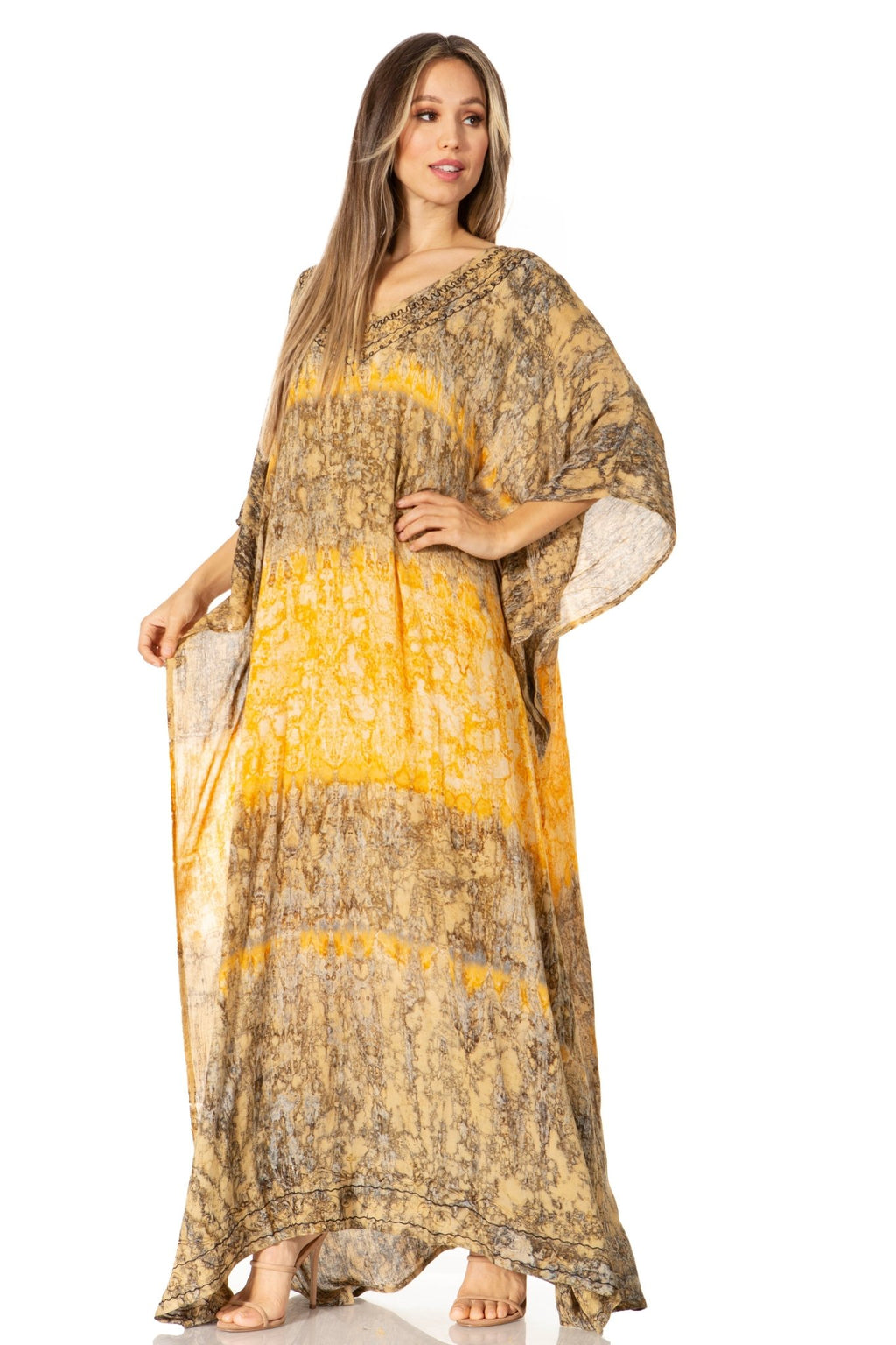 Sakkas Catia Women's Boho-Style Long Maxi Caftan for Lounging and Casual Wear - Quarter Circle AK Boutique