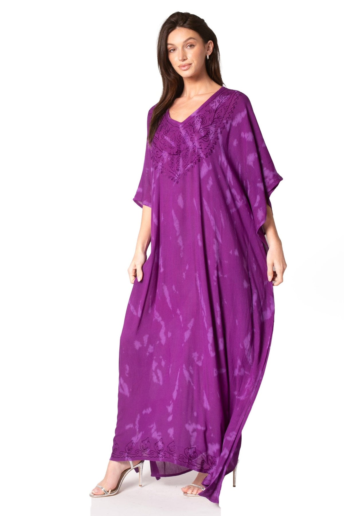Sakkas Catia Women's Boho-Style Long Maxi Caftan for Lounging and Casual Wear - Quarter Circle AK Boutique