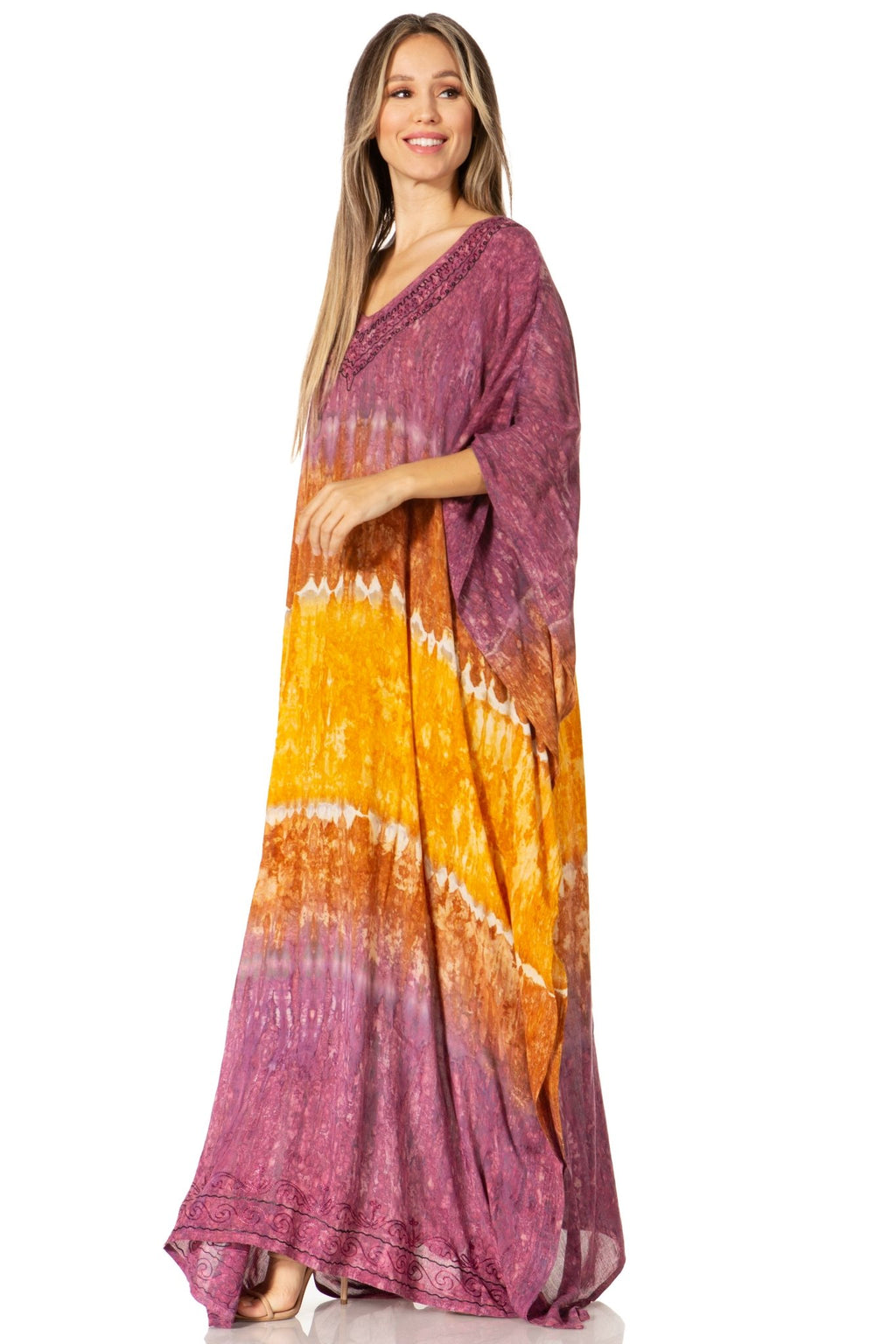 Sakkas Catia Women's Boho-Style Long Maxi Caftan for Lounging and Casual Wear - Quarter Circle AK Boutique