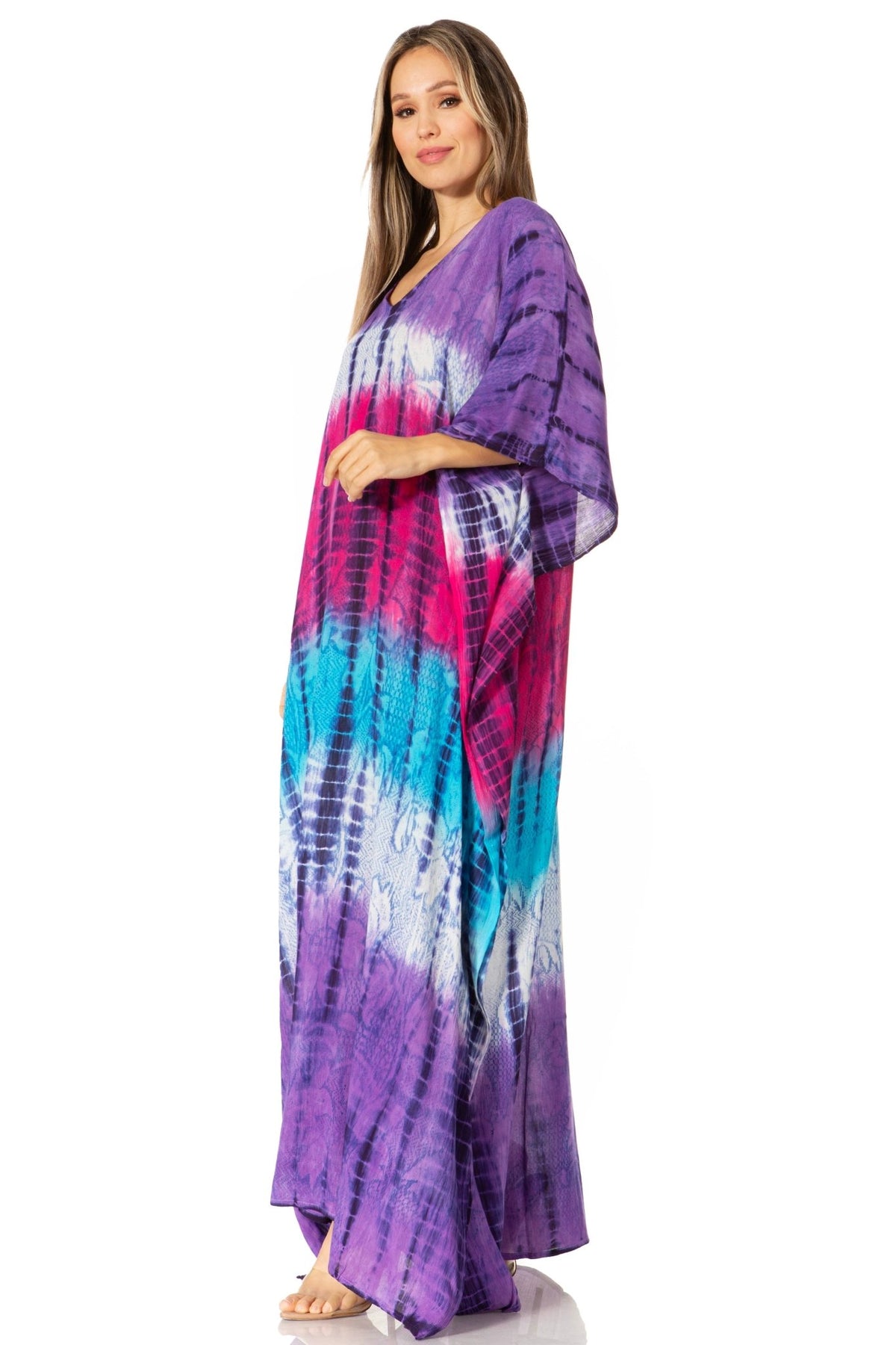 Sakkas Catia Women's Boho-Style Long Maxi Caftan for Lounging and Casual Wear - Quarter Circle AK Boutique