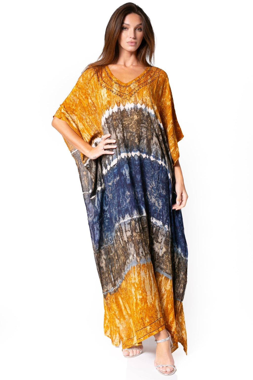 Sakkas Catia Women's Boho-Style Long Maxi Caftan for Lounging and Casual Wear - Quarter Circle AK Boutique