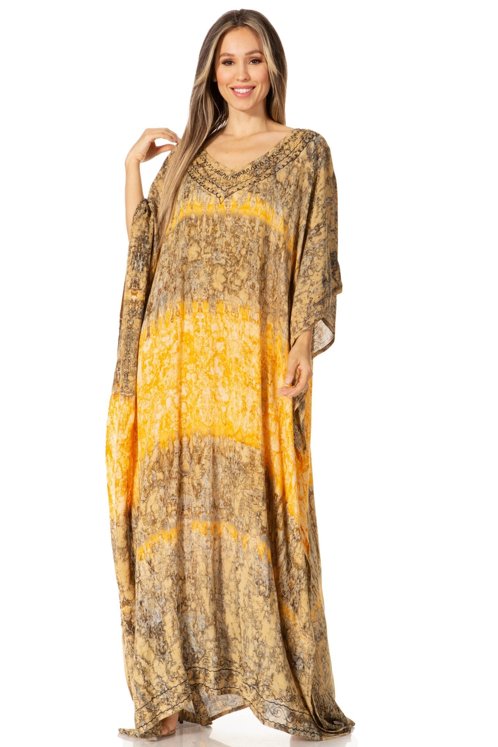 Sakkas Catia Women's Boho-Style Long Maxi Caftan for Lounging and Casual Wear - Quarter Circle AK Boutique